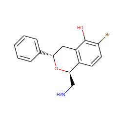 NC[C@H]1O[C@H](c2ccccc2)Cc2c1ccc(Br)c2O ZINC000013824666