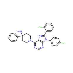 NC1(c2ccccc2)CCN(c2ncnc3c2nc(-c2ccccc2Cl)n3-c2ccc(Cl)cc2)CC1 ZINC000095579193