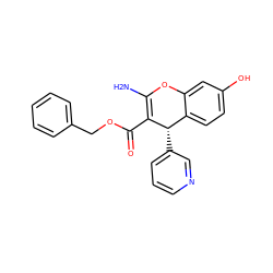 NC1=C(C(=O)OCc2ccccc2)[C@@H](c2cccnc2)c2ccc(O)cc2O1 ZINC000103253038