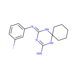 NC1=N/C(=N\c2cccc(I)c2)NC2(CCCCC2)N1 ZINC000095617474