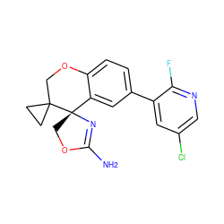 NC1=N[C@@]2(CO1)c1cc(-c3cc(Cl)cnc3F)ccc1OCC21CC1 ZINC000149321809