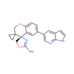 NC1=N[C@@]2(CO1)c1cc(-c3cnc4[nH]ccc4c3)ccc1OCC21CC1 ZINC000218009914