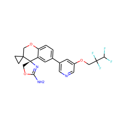 NC1=N[C@@]2(CO1)c1cc(-c3cncc(OCC(F)(F)C(F)F)c3)ccc1OCC21CC1 ZINC000220714004