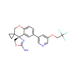 NC1=N[C@@]2(CO1)c1cc(-c3cncc(OCC(F)(F)F)c3)ccc1OCC21CC1 ZINC000220713702