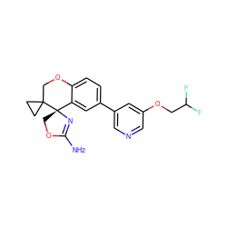 NC1=N[C@@]2(CO1)c1cc(-c3cncc(OCC(F)F)c3)ccc1OCC21CC1 ZINC000220713845