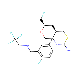 NC1=N[C@@]2(c3cc(CNCC(F)(F)F)c(F)cc3F)CO[C@@H](CF)C[C@H]2CS1 ZINC000147752806