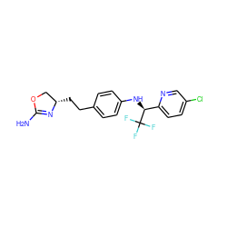 NC1=N[C@@H](CCc2ccc(N[C@@H](c3ccc(Cl)cn3)C(F)(F)F)cc2)CO1 ZINC000139693962