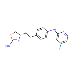 NC1=N[C@@H](CCc2ccc(Nc3cc(F)ccn3)cc2)CO1 ZINC000169701164