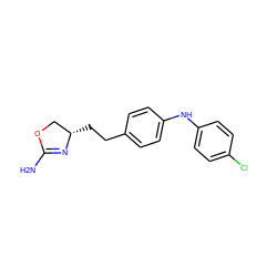 NC1=N[C@@H](CCc2ccc(Nc3ccc(Cl)cc3)cc2)CO1 ZINC000169701152