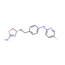 NC1=N[C@@H](CCc2ccc(Nc3ccc(F)cn3)cc2)CO1 ZINC000169701149