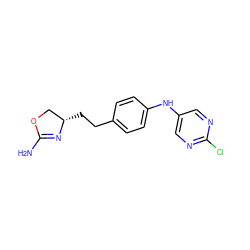 NC1=N[C@@H](CCc2ccc(Nc3cnc(Cl)nc3)cc2)CO1 ZINC000169701185