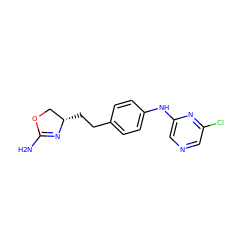 NC1=N[C@@H](CCc2ccc(Nc3cncc(Cl)n3)cc2)CO1 ZINC000169701169