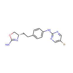 NC1=N[C@@H](CCc2ccc(Nc3ncc(Br)cn3)cc2)CO1 ZINC000169701186