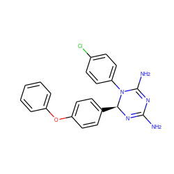 NC1=N[C@@H](c2ccc(Oc3ccccc3)cc2)N(c2ccc(Cl)cc2)C(N)=N1 ZINC000013559308