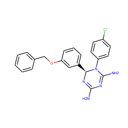 NC1=N[C@@H](c2cccc(OCc3ccccc3)c2)N(c2ccc(Cl)cc2)C(N)=N1 ZINC000013559316