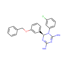 NC1=N[C@@H](c2cccc(OCc3ccccc3)c2)N(c2cccc(Cl)c2)C(N)=N1 ZINC000013559318