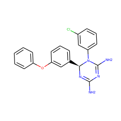 NC1=N[C@@H](c2cccc(Oc3ccccc3)c2)N(c2cccc(Cl)c2)C(N)=N1 ZINC000013559314