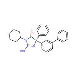 NC1=N[C@](c2ccccc2)(c2cccc(-c3ccccc3)c2)C(=O)N1C1CCCCC1 ZINC000218649874