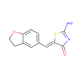 NC1=NC(=O)/C(=C/c2ccc3c(c2)CCO3)S1 ZINC000090213876