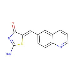 NC1=NC(=O)/C(=C/c2ccc3ncccc3c2)S1 ZINC000006189674