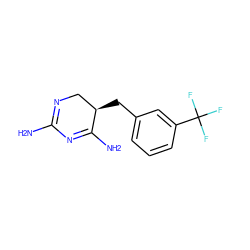 NC1=NC[C@@H](Cc2cccc(C(F)(F)F)c2)C(N)=N1 ZINC000013757672