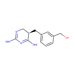 NC1=NC[C@@H](Cc2cccc(CO)c2)C(N)=N1 ZINC000013757678