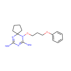 NC1=NC2(CCCC2)N(OCCCOc2ccccc2)C(N)=N1 ZINC000072105077