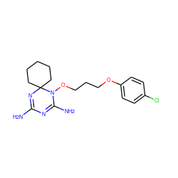 NC1=NC2(CCCCC2)N(OCCCOc2ccc(Cl)cc2)C(N)=N1 ZINC000072105030