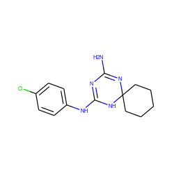 NC1=NC2(CCCCC2)NC(Nc2ccc(Cl)cc2)=N1 ZINC000000203755