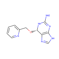 NC1=Nc2[nH]cnc2[C@H](OCc2ccccn2)N1 ZINC000027561892