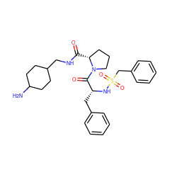 NC1CCC(CNC(=O)[C@@H]2CCCN2C(=O)[C@@H](Cc2ccccc2)NS(=O)(=O)Cc2ccccc2)CC1 ZINC000013537316