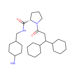 NC1CCC(CNC(=O)[C@@H]2CCCN2C(=O)CC(C2CCCCC2)C2CCCCC2)CC1 ZINC000013766188