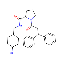 NC1CCC(CNC(=O)[C@@H]2CCCN2C(=O)CC(c2ccccc2)c2ccccc2)CC1 ZINC000003831912