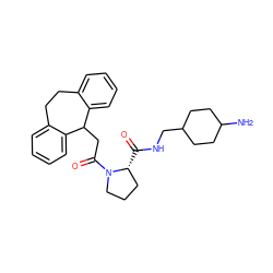 NC1CCC(CNC(=O)[C@@H]2CCCN2C(=O)CC2c3ccccc3CCc3ccccc32)CC1 ZINC000013766199