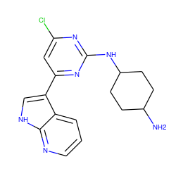 NC1CCC(Nc2nc(Cl)cc(-c3c[nH]c4ncccc34)n2)CC1 ZINC000063539642