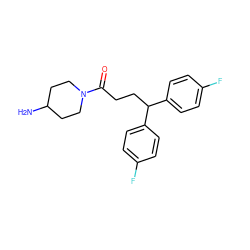 NC1CCN(C(=O)CCC(c2ccc(F)cc2)c2ccc(F)cc2)CC1 ZINC000013585484