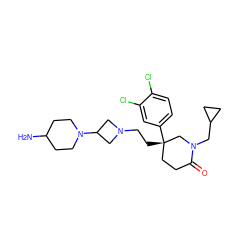 NC1CCN(C2CN(CC[C@]3(c4ccc(Cl)c(Cl)c4)CCC(=O)N(CC4CC4)C3)C2)CC1 ZINC000022927867