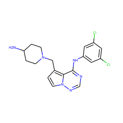 NC1CCN(Cc2ccn3ncnc(Nc4cc(Cl)cc(Cl)c4)c23)CC1 ZINC000066259572