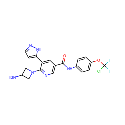 NC1CN(c2ncc(C(=O)Nc3ccc(OC(F)(F)Cl)cc3)cc2-c2ccn[nH]2)C1 ZINC000224434227