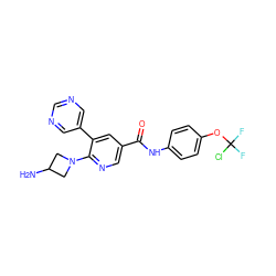 NC1CN(c2ncc(C(=O)Nc3ccc(OC(F)(F)Cl)cc3)cc2-c2cncnc2)C1 ZINC001772604846