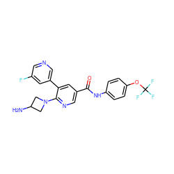 NC1CN(c2ncc(C(=O)Nc3ccc(OC(F)(F)F)cc3)cc2-c2cncc(F)c2)C1 ZINC001772597103