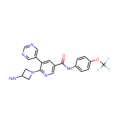 NC1CN(c2ncc(C(=O)Nc3ccc(OC(F)(F)F)cc3)cc2-c2cncnc2)C1 ZINC001772630984