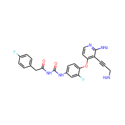 NCC#Cc1c(Oc2ccc(NC(=O)NC(=O)Cc3ccc(F)cc3)cc2F)ccnc1N ZINC000040979989