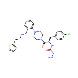 NCC(=O)N[C@H](Cc1ccc(Cl)cc1)C(=O)N1CCN(c2ccccc2CNCCc2cccs2)CC1 ZINC000028393164