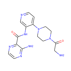 NCC(=O)N1CCN(c2ccncc2NC(=O)c2nccnc2N)CC1 ZINC000103237655