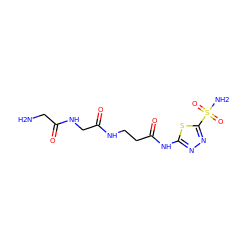 NCC(=O)NCC(=O)NCCC(=O)Nc1nnc(S(N)(=O)=O)s1 ZINC000013800652