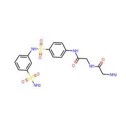 NCC(=O)NCC(=O)Nc1ccc(S(=O)(=O)Nc2cccc(S(N)(=O)=O)c2)cc1 ZINC000013800662