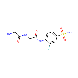 NCC(=O)NCC(=O)Nc1ccc(S(N)(=O)=O)cc1F ZINC000013800634