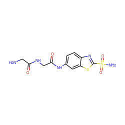 NCC(=O)NCC(=O)Nc1ccc2nc(S(N)(=O)=O)sc2c1 ZINC000013800668