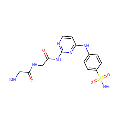 NCC(=O)NCC(=O)Nc1nccc(Nc2ccc(S(N)(=O)=O)cc2)n1 ZINC000013800665